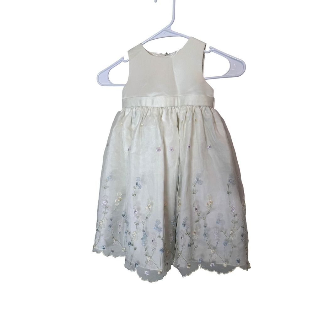 Cinderella Dress Girls 2T White Floral Embroidered Organza Sleeveless Party‎